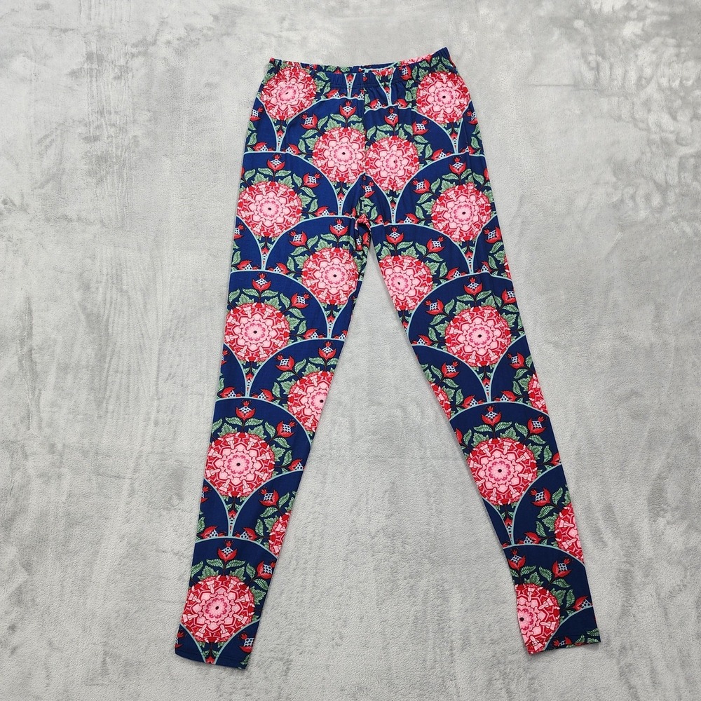 NEW Agnes & Dora Leggings Women L Multicolor Floral High Rise Ankle Soft Stretch